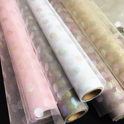 50cm*5Y New color wave dot yarn flower bouquet packaging yarn net lace wave dot yarn Florist packaging materials