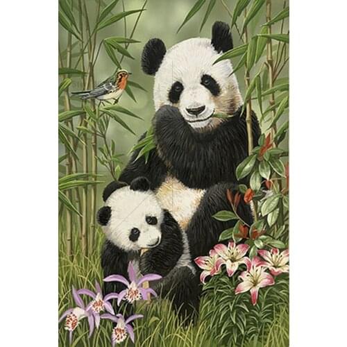 5d Diy Diamond Painting Cross Stitch Kits Pandas Family Diamond mosaic Wall stickers Diamond Embroidery Crystal Home Decoration