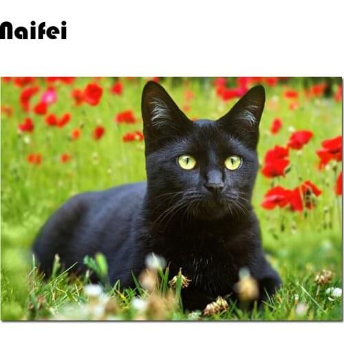 5d square diamond painting black cat animal round diamond mosaic home decor diamond embroidery pattern handmade new year gift