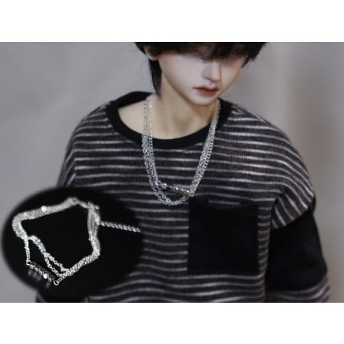 BJD doll accessory necklace is suitable for 1/3 uncle size fashion silver block multi-layer chain new super cool silver necklace