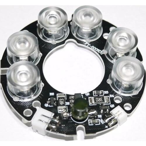 Hybrid Beam Angle CCTV Accessories Nano-infrared 6 Grain IR LED board for Surveillance cameras night vision diameter 53mm