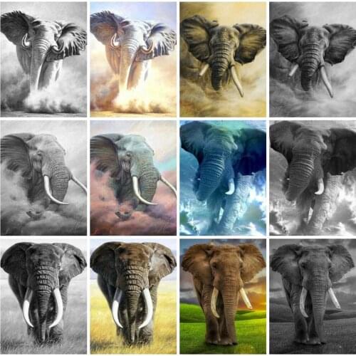 EverShine Diamond Embroidery Animals Cross Stitch Diamond Painting Elephant Picture Rhinestones Sale Art Home Decoration