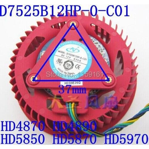 Free Shipping The original for ATI D7525B12HP-0-C01 HD4870 HD4890 HD 5850 HD5870 HD5970 DC12V 0.94A graphics card fan