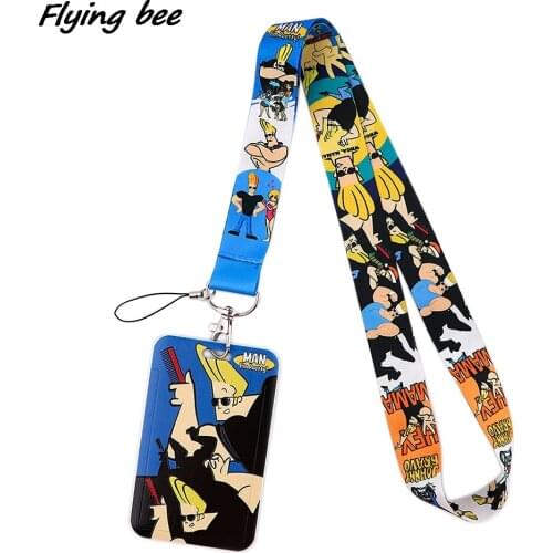 Flyingbee X1699 Cartoon Strong Man Lanyard Card ID Holder Car KeyChain ID Card Pass Gym Phone Badge Key Ring Holder Jewelry