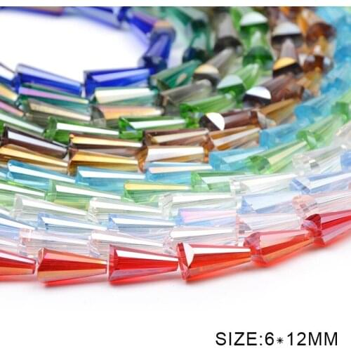 6*12mm 100pcs Tower Shape Upscale Austrian Crystal Beads Conical Loose AB Beads Glass Ball Supply Bracelet Jewelry Making DIY