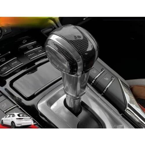 Black Beige Car Gear Shift Knob Carbon Fiber Shift Lever Ball Head For Porsche Cayenne 958 2011-2018 Modification Parts