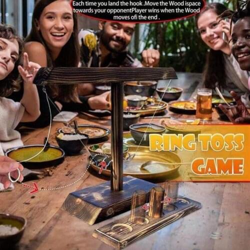 Handmade Wooden Drinking Game Fun Toy Wooden Ring Toss Hook Game Toss Hanging Board Adult Party Anticipation Toys
