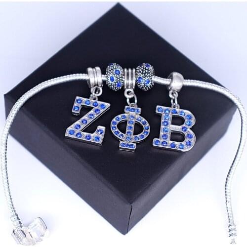 DOUBLE NOSE new arrival greek letter zpb symbol sorority zeta phi beta bracelets for college association gift jewelry