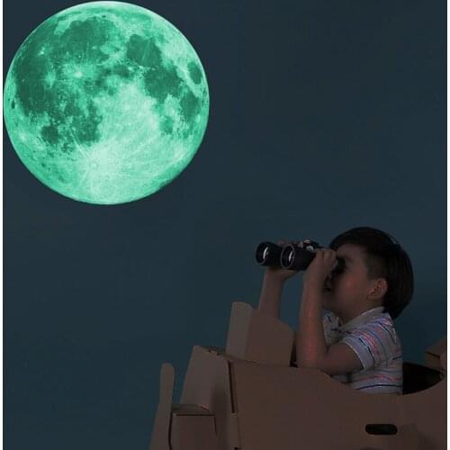 8/12/20/30cm Energy Storage Fluorescent Glow In the dark DIY 3D Moon Earth Wall Stickers for Kids Rooms Decor Home decoration