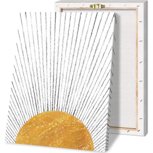 HD Home Decoration Printing Abstract Mustard Sun Poster Canvas Wall Art Oil Painting Living Room Decoration with Frame
