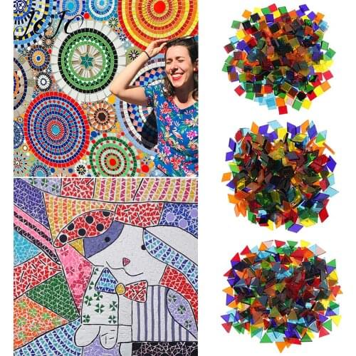 JOJO BOWS DIY Handmade Mosaic Tiles Diamond Transparent Mixed Color Glass For Mosaic Crafts Supplies Puzzle Art Materials