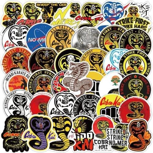 50PCS Classic TV Show Cobra Kai Stickers DIY Snowboard Laptop Luggage Fridge Guitar Graffiti Sticker Decals Kids Classic Toys