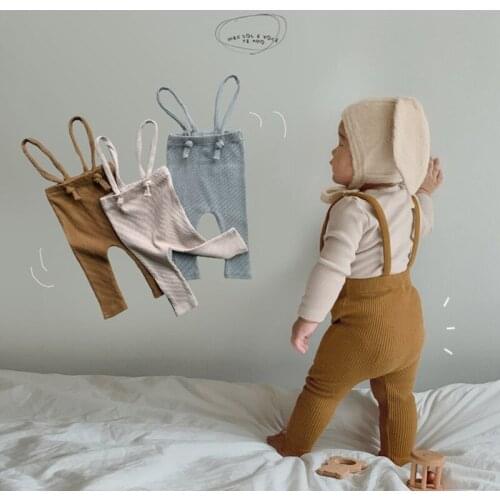 2021 Spring And Autumn Infant Strip Pants Loose Large High Waist Suspenders Overalls + Long Sleeve Tops 2 Pieces Sets