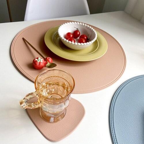 Leather Placemat Tableware Coaster Pad Oil Water Resistant Heat Insulation Non-Slip Tablemat Placemats for Kitchen Decor Washabl