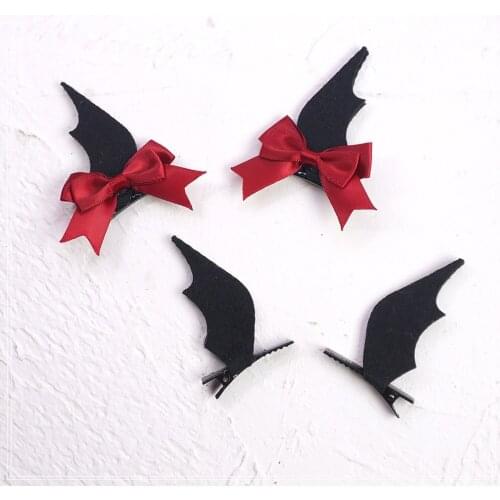 Little Devil Halloween Sweet Handmade Lolita Hairpin Bet Bow Hairgrips A Pair of Hair Clip Head Wear Cosplay Multi Colors