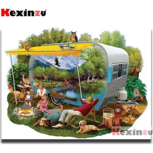 Kexinzu Full 5D DIY Square/Round Diamond Painting"Spring tour" 3D diamond Embroidery handcraft work Cross Stitch Mosaic Gift