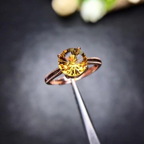 New Fashion 100% Natural And Real Citrine Ring Citrine Ring 925 Sterling Silver Fine Jewelry