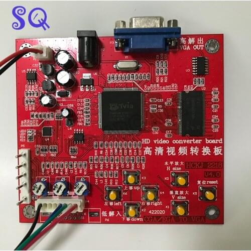CGA/EGA to VGA output HD Video Converter Board CVBS Game Convert Red PCB SQ Arcade Accessories for LCD Monitor