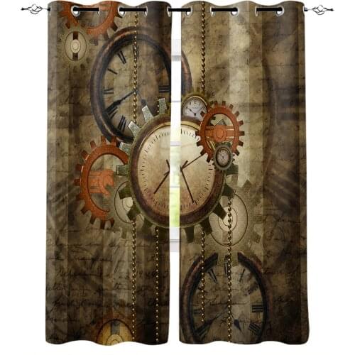 Retro Gear Bell Blackout Curtains For Living Room Window Curtains For Bedroom Kitchen Curtains Drapes Blinds