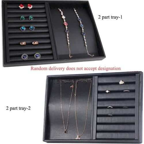 Luxury Black PU Necklace Ring Earring Holder Jewelry Tray Leather Jewelry Disply Jewellery Organizer Hairpin Storage Box