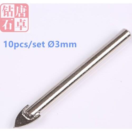 Talentool 10pcs/set 3mm 0.12inch Tungsten Carbide Spear Head Glass Ceramic Tile Drill Bit Glaa Hole Saw Bit
