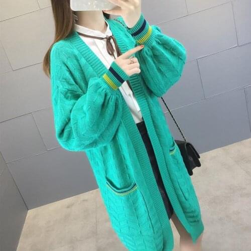 Spring 2020 Women New Korean Style Long Cardigans Sweaters Female Clothing Plus Size Casual Solid Pockets Knitting Coats D11