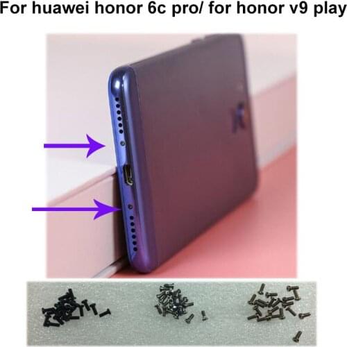 2PCS silver For huawei honor 6c pro Buttom Dock Screws Housing Screw nail tack For huawei honor v9 play V 9 play Mobile Phones