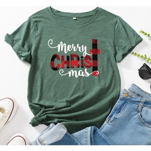 Merry Christmas Women T-shirts Graphic Tee Top 100%Cotton Female Tshirt Vintage Shirt Christmas Holiday Gift Kawaii Clothes