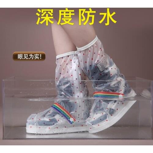 Fashion adult small round dot rain shoes cover low tube walking anti slip thickened sole Cute Japanese sand tight belt female