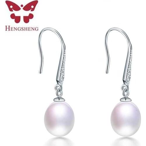 HENGSHENG 2019 Hot Sale Natural Real Pearl Earrings High Quality Jewelry AAAA 8-9mm Freshwater Pearl Earrings For Women