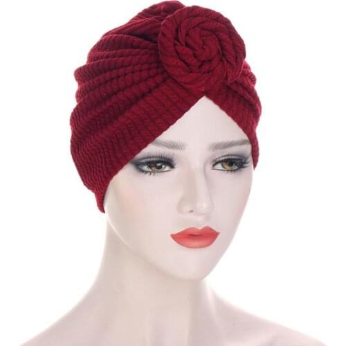 Ladies Turban bonnet soild color cotton top knot Inner Hijab Caps african twist headwrap Women head wraps India Hat Hijabs