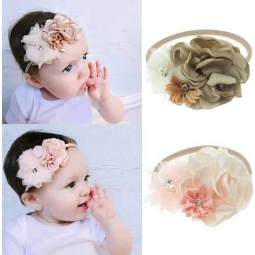 1PCS Burning Rose Flower Elastic Nylon Headband Baby Newborn Girls Headwear Photography Props Birthday Gifts