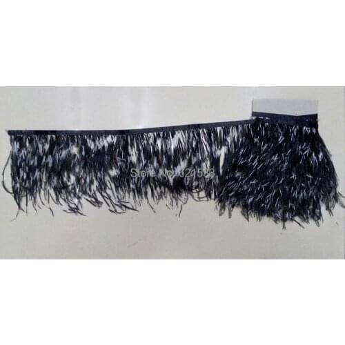 10yards/lot!12-18cm height!VOGUE OSTRICH Feather Fringe / Black and White,OSTRICH Feather Trim,freeshipping
