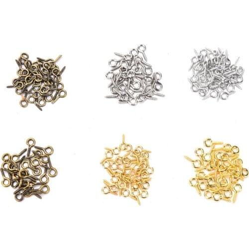 100Pcs 8/10mm Small Sheep Eyes Nail Screw Gold/ Color For Beaded Pendant Jewelry Findings Jewelry Accessories