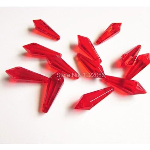 30pc icicle Chandelier Crystal Prism Blood Red 38mm Icicle Spear Ornament