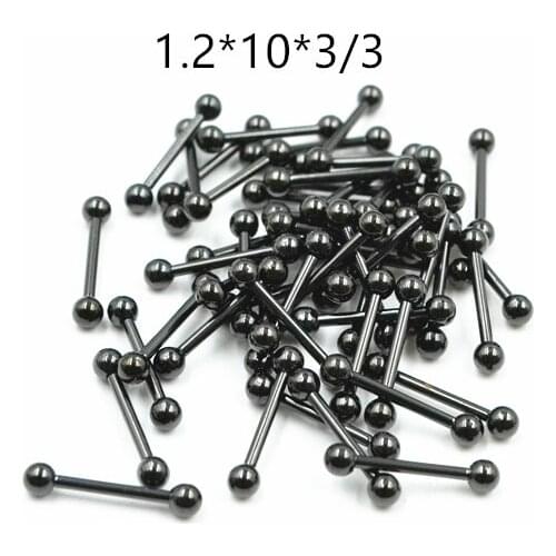 50pcs Body Jewelry-All Black Tongue Bar Barbells Nipple Ear Bar Body piercing Jewelry Straight Barbells Ear Helix Short Bar