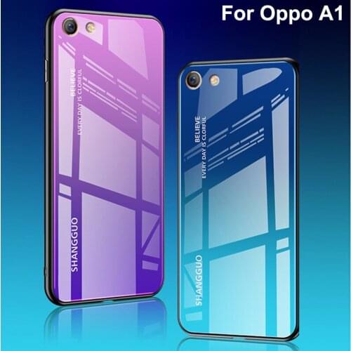 For Oppo A1 Case Capa Tempered Glass Luxury Gradient Soft Silicone Frame Back Cover 5.7'' For Oppo A 1 Phone OppoA1 Cases shell
