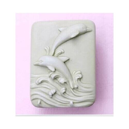Dolphins mother and son modelling silicon soap mold Cake decoration mold wholesale Handmade soap mold NO.:SO380