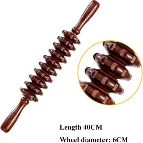 Yoga meridian ten round thin shaft rod Whole body massage roller pounded his waist back massage neck leg wooden massager