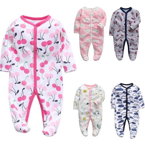 Newborn Footies Infant Baby Girls Boys Long Sleeves Soft Cute Cartoon Footies Jumpsuit Outfits Girls Kids Clothing Jumpsuits