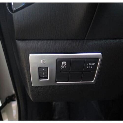 For Mazda 3 Axela 2014 2015 2016 ABS Chrome Fog Light Control Switch Frame Cover Trim Interior Car Styling Accessories