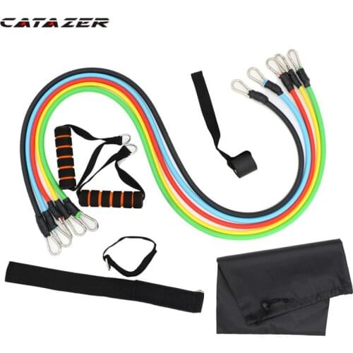 11 Pieces Resistance Bands Set Yoga Exercise Fitness Band Rubber Loop Tube Bands Gym Fitness Exercise Pilates Elastic Rope