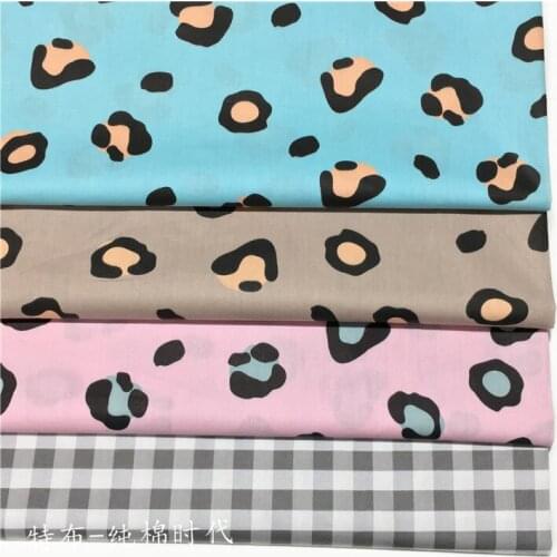 Printed Leopard Plaid Cotton Twill Fabric Kids Cotton Cloth For DIY Sewing Quilting Fat Quarters Material For Baby&Child