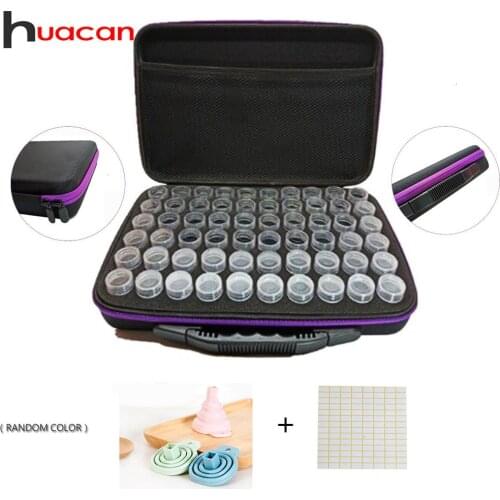 Huacan Diamond Painting Box Tool Kits Diamond Embroidery Bead Storage Bottle Multi-function Handbag 15/30/60 Slots Tools