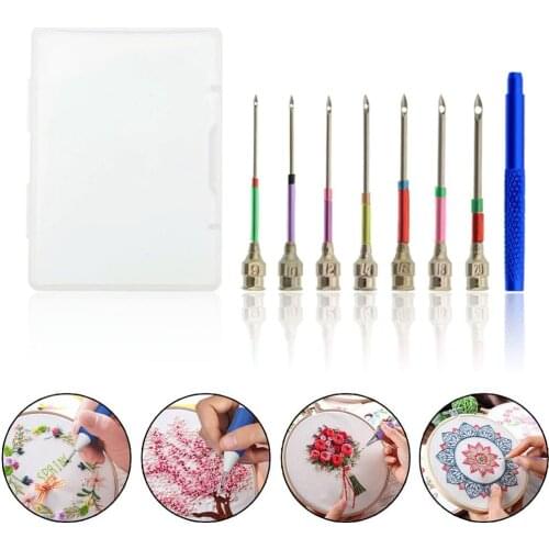 Punch Needle Tool 7/10/3 Sizes Embroidery Punch Needle Threader for Embroidery Floss Poking Cross RERI889