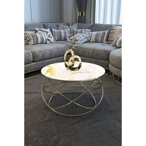Planet Gold Coffee Table, Decorative Luxury Coffee Table Bronze Mirror