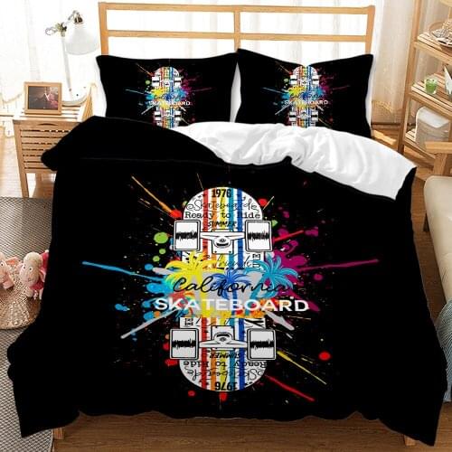 Winter Sports Skateboard Pattern Printing Duvet Cover Set Single Bed Double Bed Two Or Three Sets For Boys And Girls