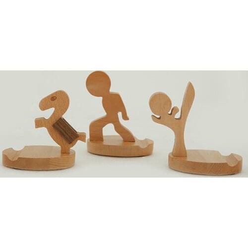 Creative wooden Kung Fu kids Figurines Beech wooden horse Miniatures Decoration Crafts Home Decor Home Garden cell phone rack