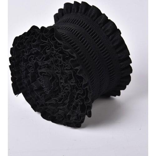 Lace Trim Elastic Band Frilly Ruffled Black Elastic Waist Belt Bands For Headband Tutu Bridal Wedding Dress Sewing Accessories