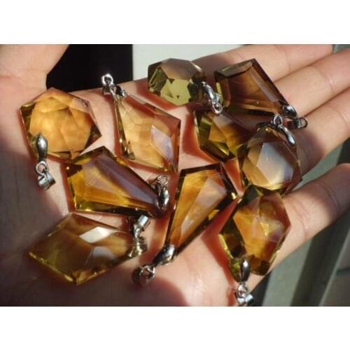 58g 10 NATURAL Citrine quartz crystal Pendants healing